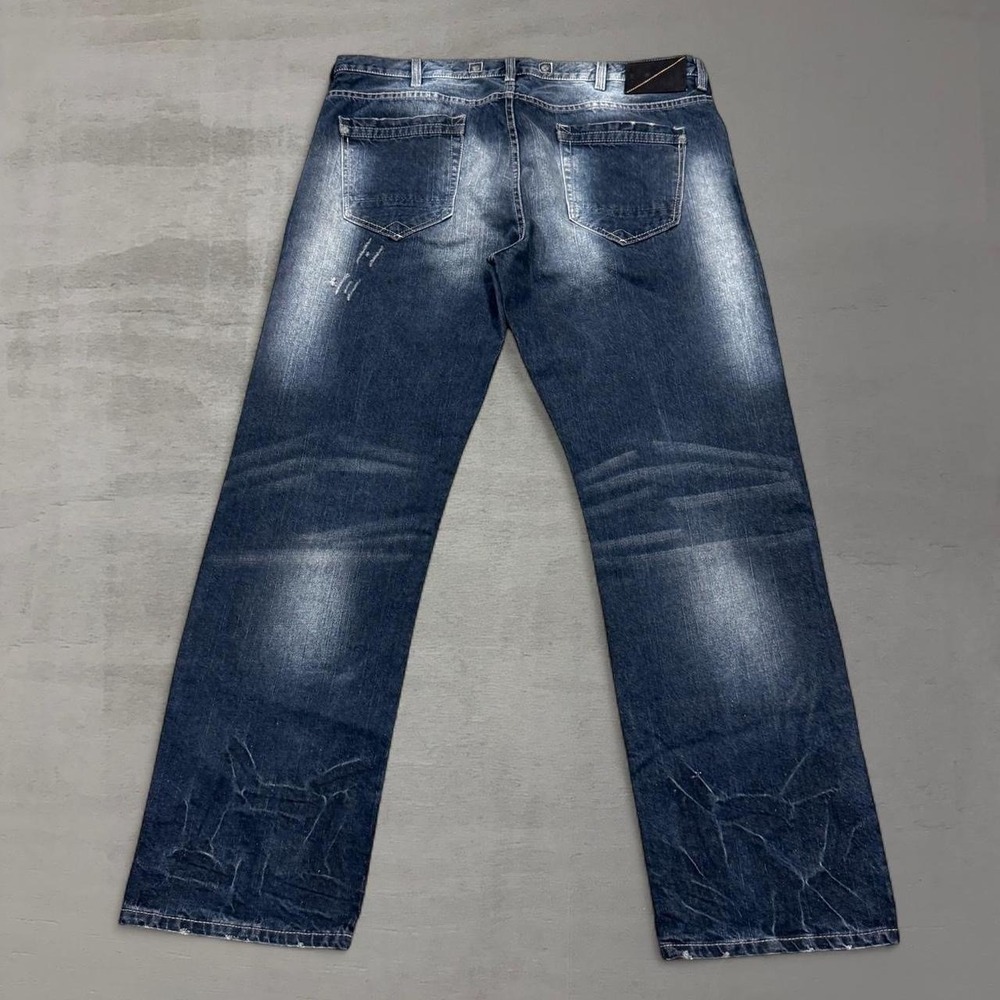 Y2K Sean John Men's Dark Wash Distressed Baggy Jeans Size 40 x‎ 34